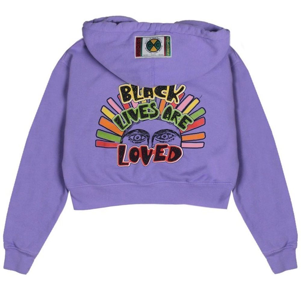 Cross Colours Women’s Lilac Black Lives Are Loved Crop Sweatshirt Size Small